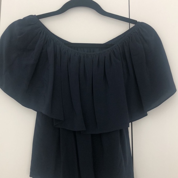 Rebecca Monkoff ruffle navy blouse - Picture 3 of 3